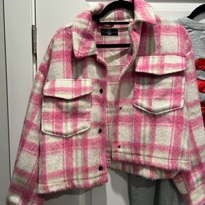 Cozy Pink Plaid Teddy Jacket